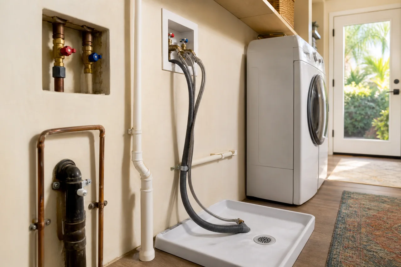 Vista home laundry plumbing used in a Dave's Plumbing maintenance guide